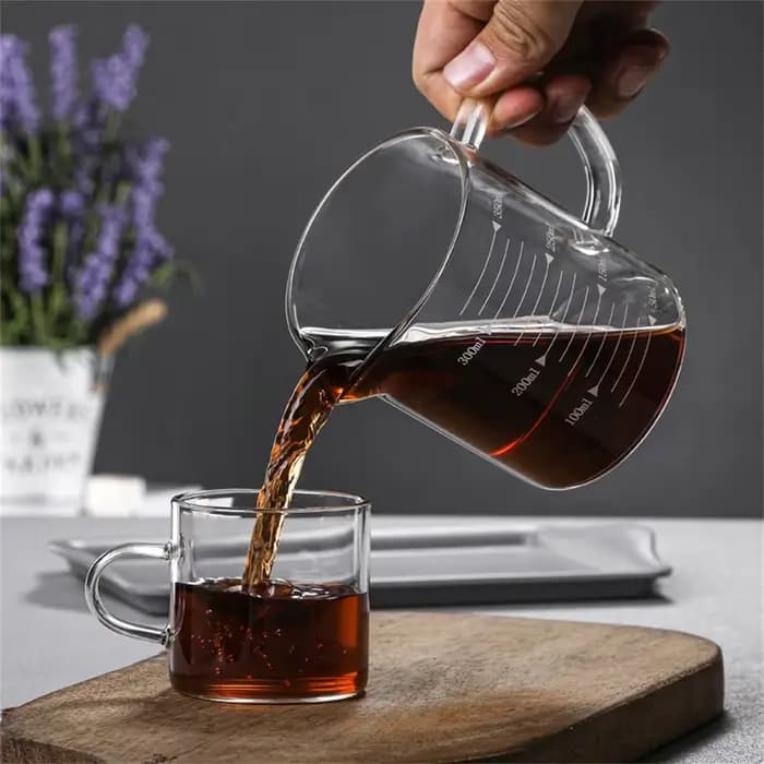 Tasse à mesurer en verre avec poignée 250/350/500/1000 ml, 1 pièce, en verre borosilicate haute résistance, pour lait et café, résistante à la chaleur