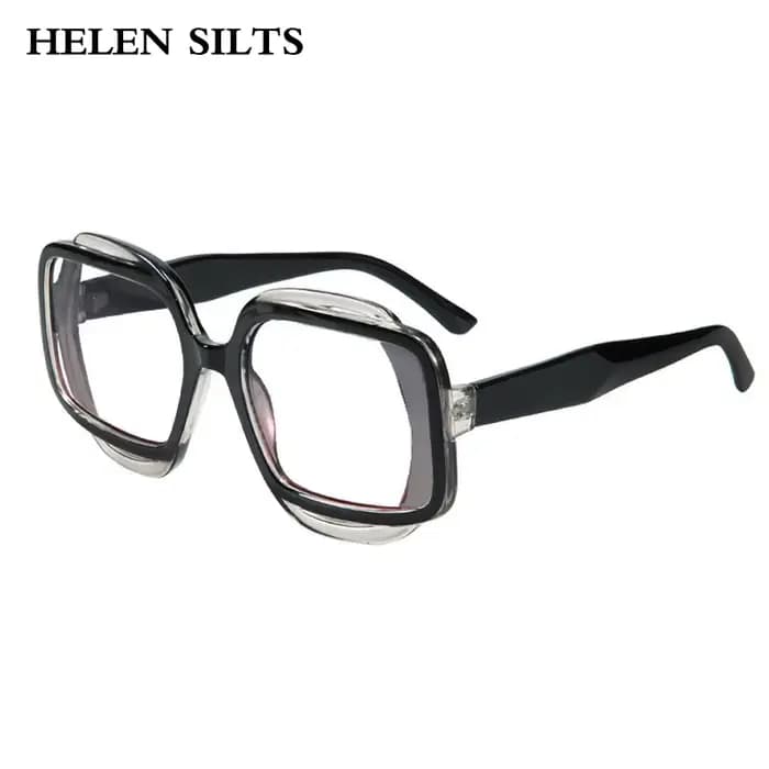Lunettes de soleil dégradées UV400 carrées tendance rétro polygone marron