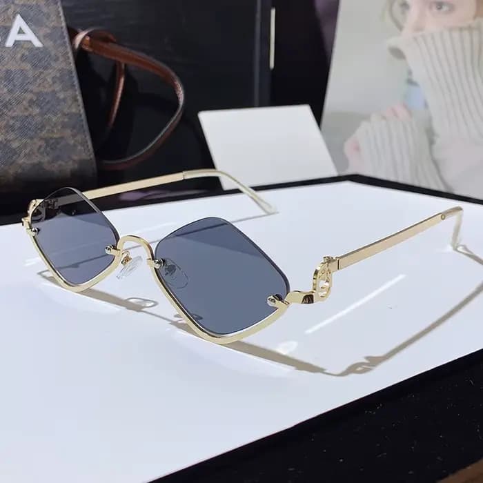 2025 métal femmes Simple tendance lunettes de soleil nouveau demi-monture en forme de diamant