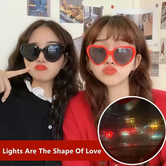 Lunettes de soleil en forme de cœur d'amour avec effets de changement de lumière