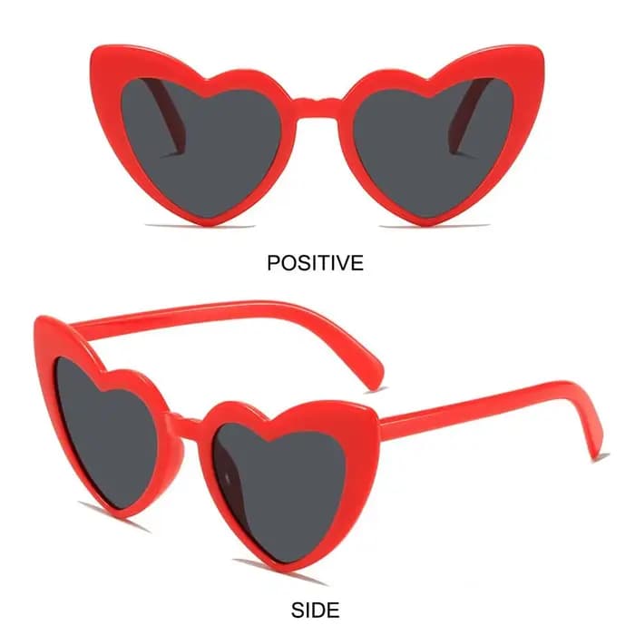 Lunettes de soleil en forme de coeur Vintage irrégulière rose