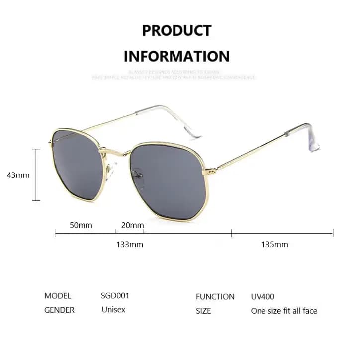 Lunettes de soleil hexagonales pour hommes