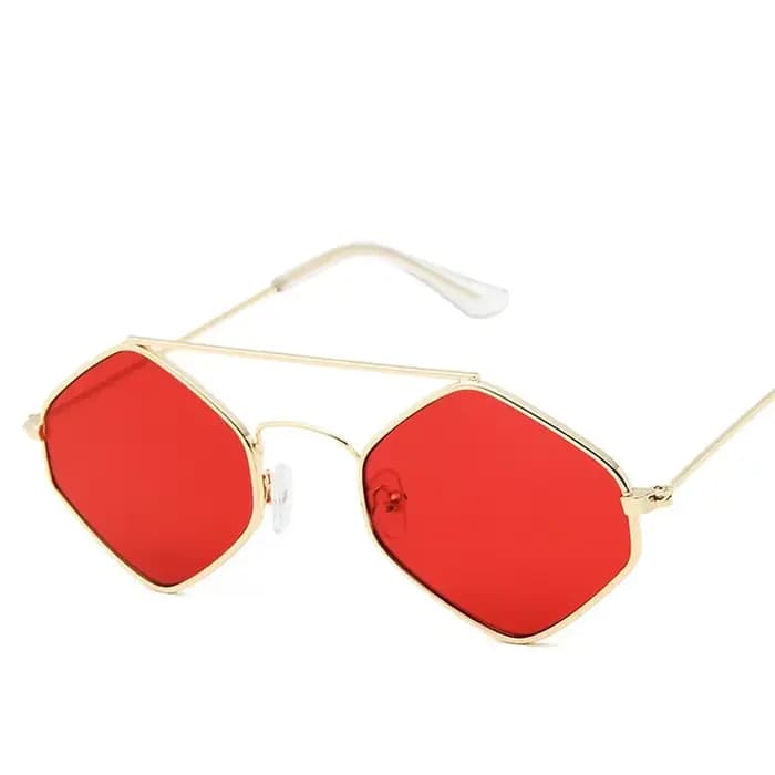 Lunettes de soleil océan polygonales pour femme avec monture métallique rétro et design à double faisceau