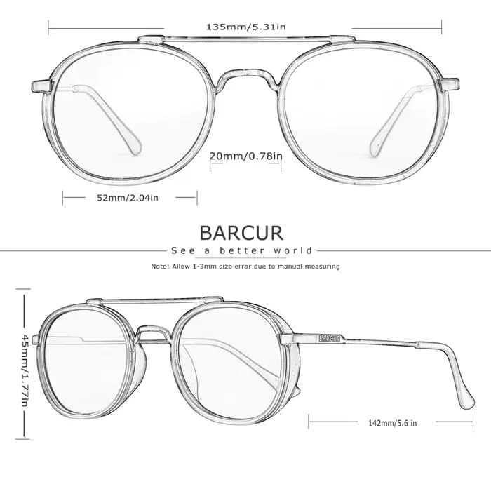 BARCUR Design lunettes De soleil rondes pour hommes femmes Retre