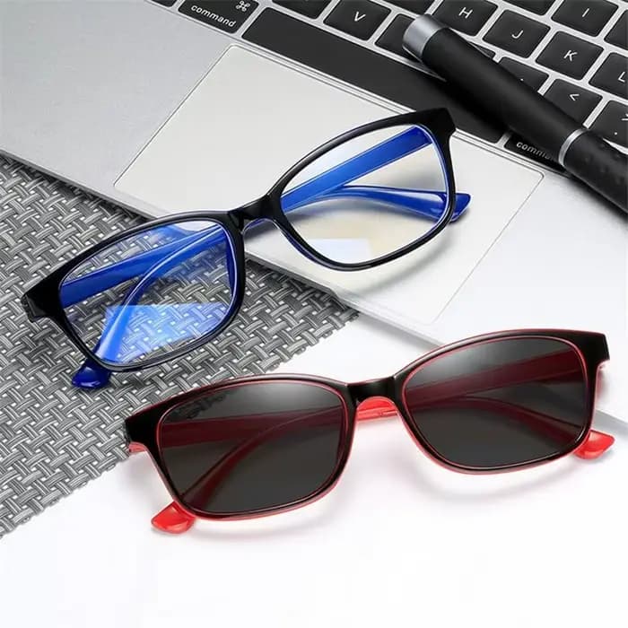 Mode plastique noir gris cadre carré myope lunettes soleil photochromique