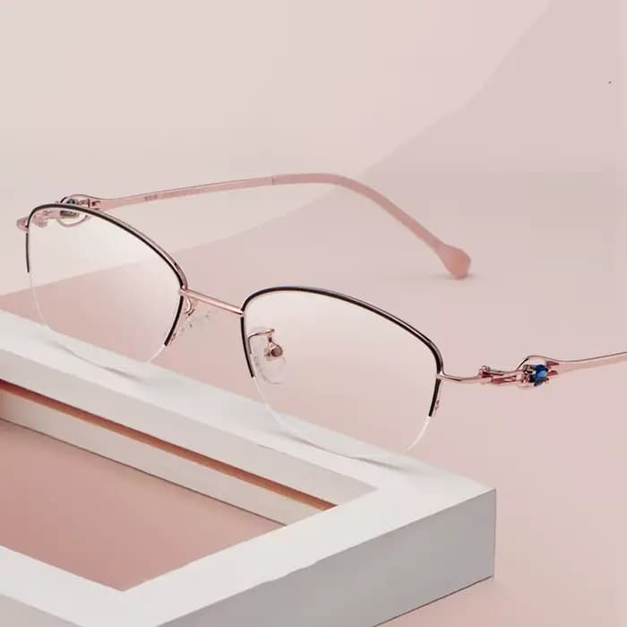 Lunettes demi-monture en alliage ultra léger pour femmes