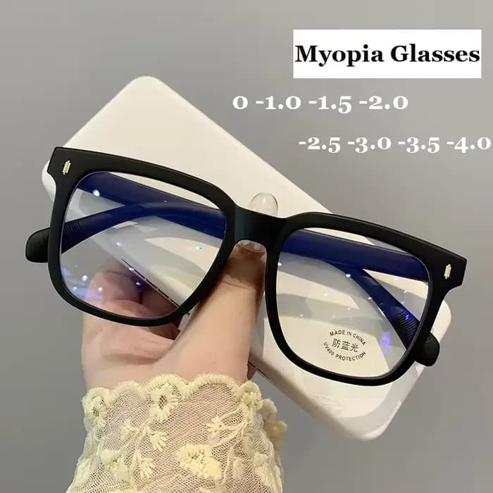 Lunettes de myopie anti-lumière bleue à monture carrée pour hommes et femmes