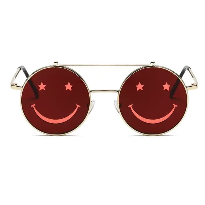 Lunettes de soleil rabattables à visage souriant pour femmes