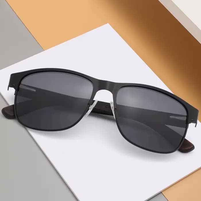 Lunettes de soleil polarisées en métal et bois pour hommes et femmes