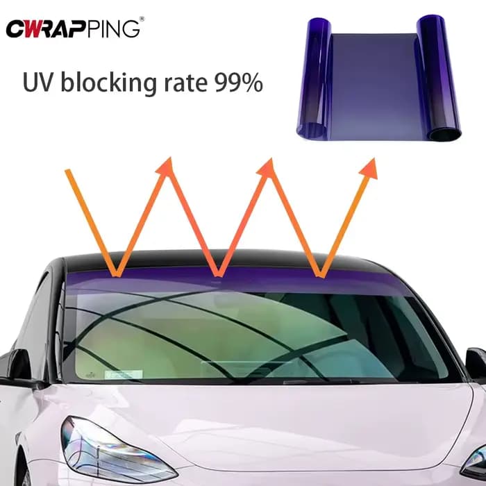 Film solaire pour pare-brise de voiture 20cmx150cm, film teinté pour vitres, vinyle auto-adhésif pour tuning automobile, autocollants pour vitres, film pour enveloppement de voiture