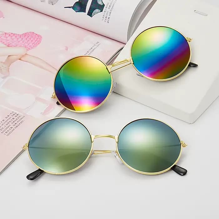 Lunettes de soleil Hippie rondes rétro pour femmes et hommes