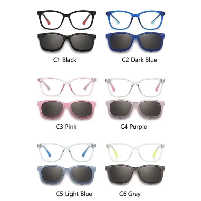 Lunettes de soleil carrées 2 en 1 pour enfants