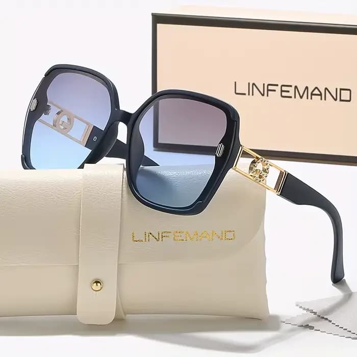 LINFEMAND Lunettes de mode à monture surdimensionnée avec lentille dégradée