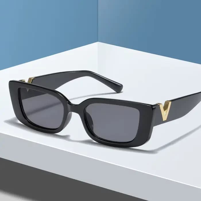 Lunettes de soleil rectangulaires en V de luxe pour hommes et femmes