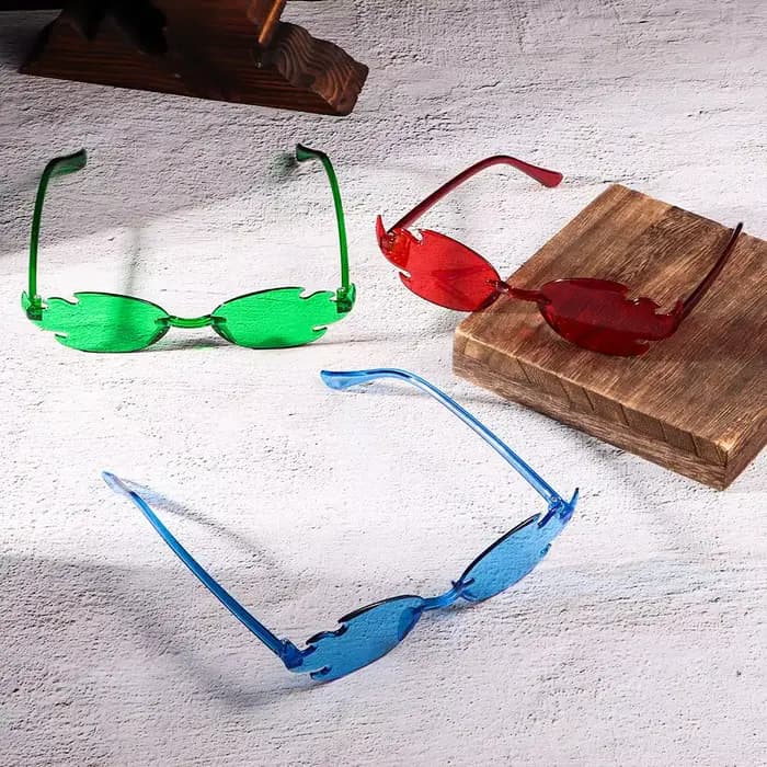 Lunettes de soleil tendance sans bords en forme de flamme