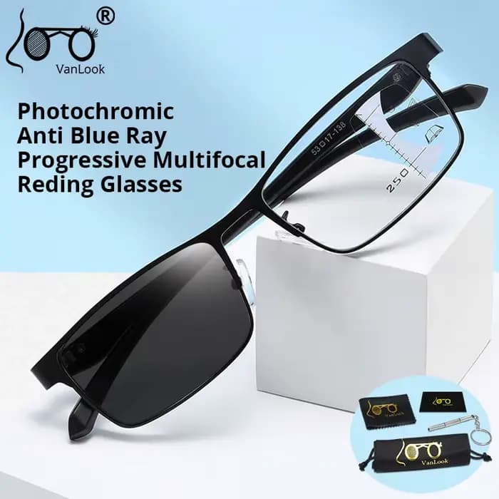Lunettes de lecture photochromiques multifocales progressives pour hommes