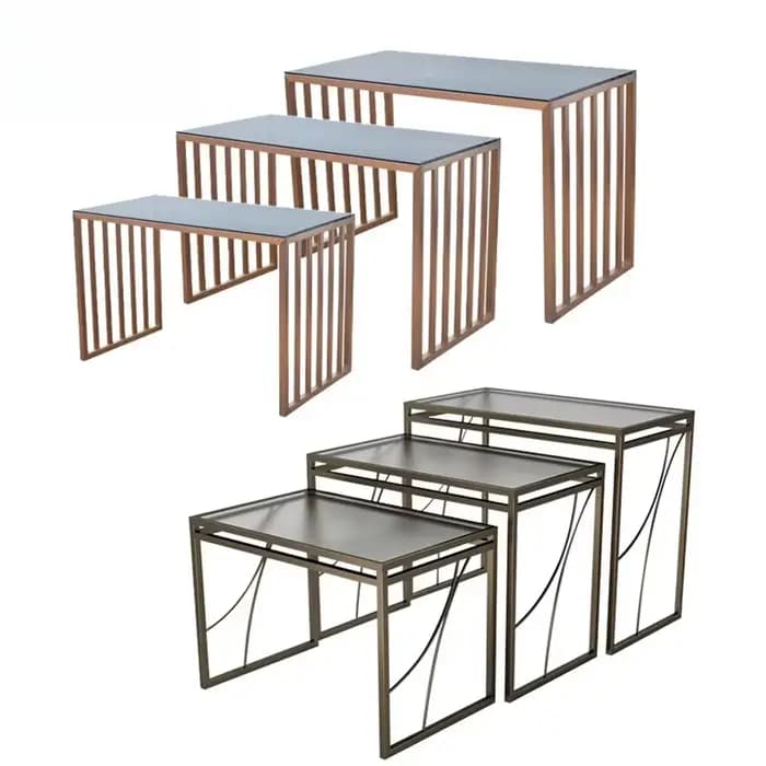 Table de Buffet de café de Dessert décorative d'acier inoxydable de verre trempé de Station de Service de fête de Restaurant