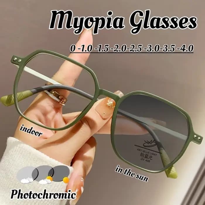 Lunettes de myopie photochromiques à grande monture pour hommes et femmes