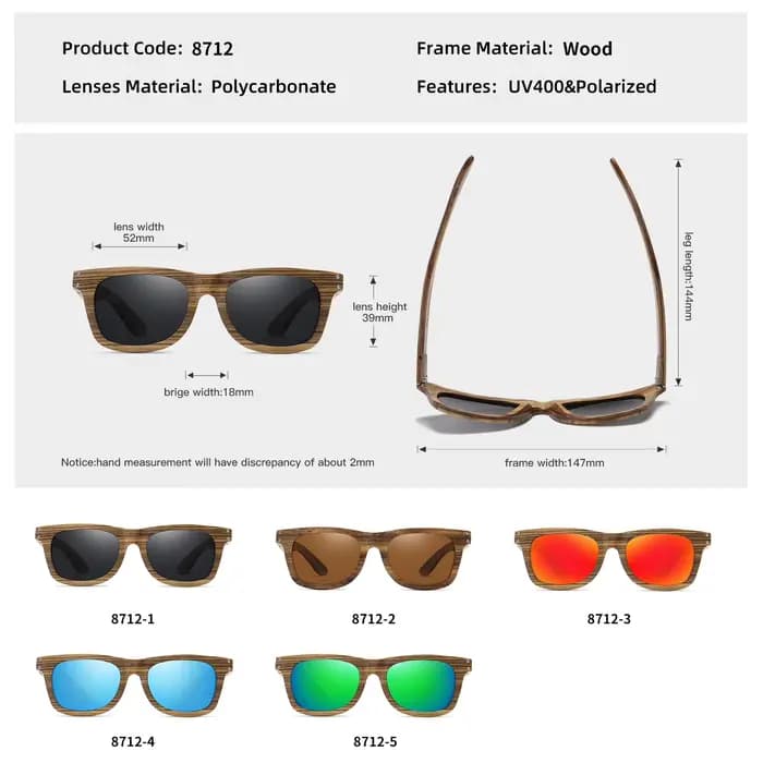 Lunettes de soleil en bambou naturel biodégradable GM
