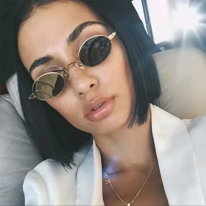 VIVIBEE Lunettes de soleil ovales vintage pour femmes 2026 Tendance Monture en métal doré Rétro Mini