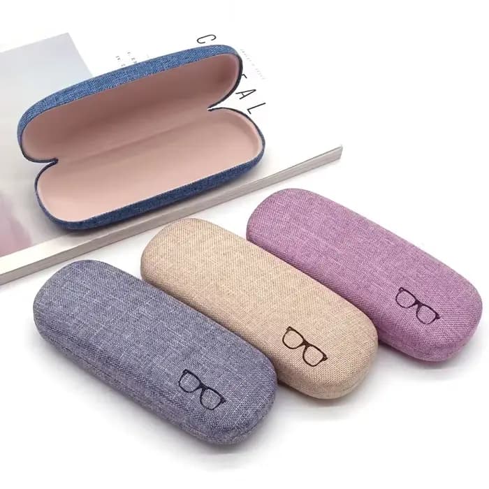 Étui à lunettes de mode coque rigide tissus de lin étuis
