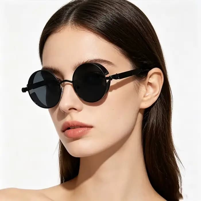 Steampunk lunettes de soleil pour hommes femmes cadre rond conduite Sports de plein air UV400