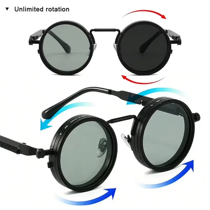 Lunettes de soleil polarisées rondes à 9 niveaux de luminosité réglable pour hommes et femmes