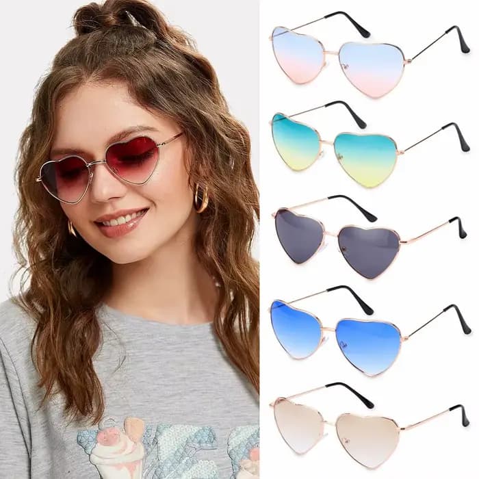 Lunettes de soleil vintage en forme de cœur avec monture en métal