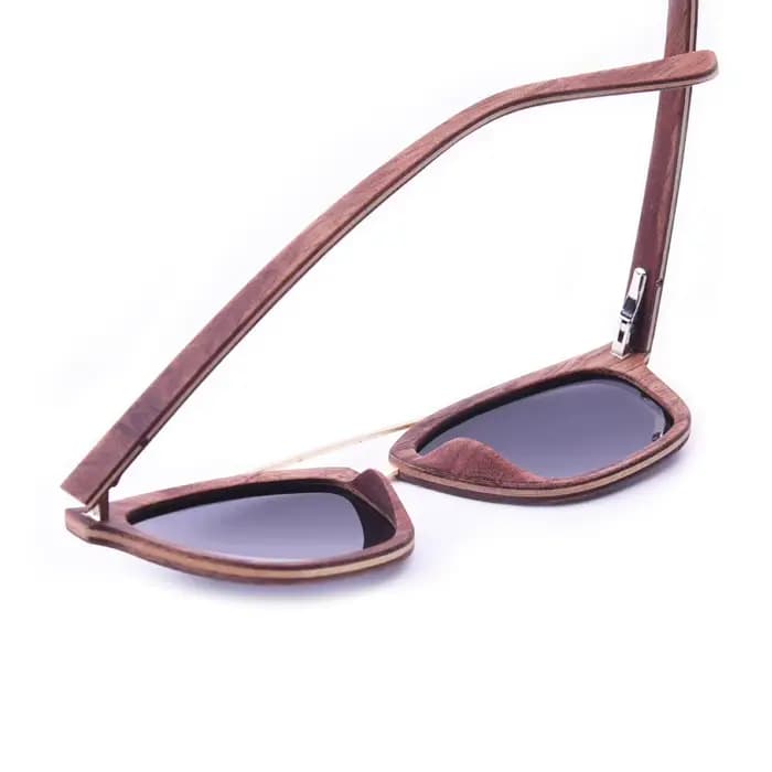 Lunettes de soleil de luxe en bois marron pour hommes et femmes