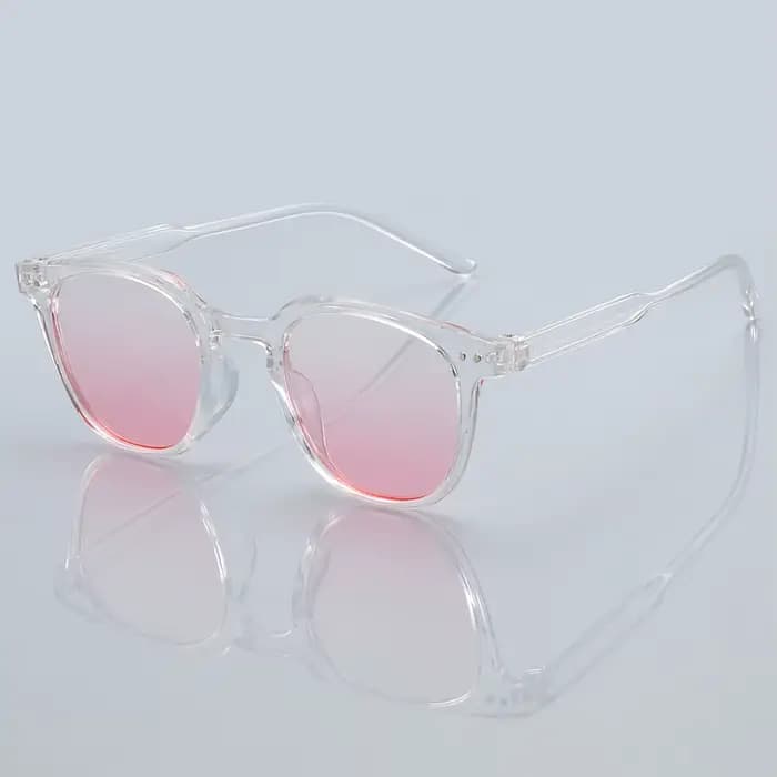 33PCS Lunettes de soleil unisexes rondes tendance avec verres dégradés rose poudré