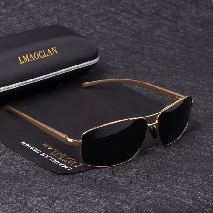 LMAOCLAN marque aluminium magnésium polarisé or lunettes de soleil hommes UV400 classique mâle
