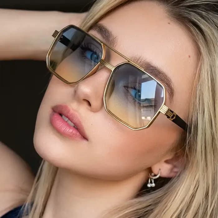 Lunettes de soleil polygonales anti-lumière à double barre