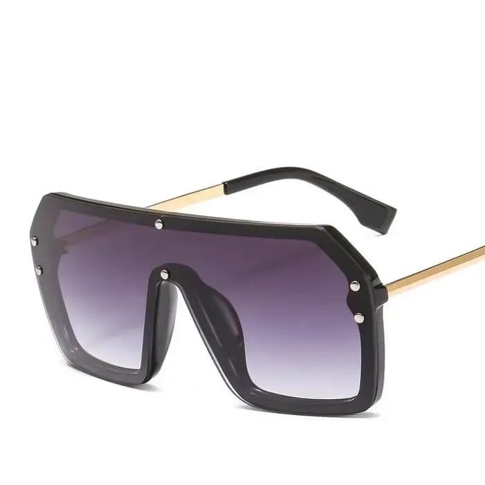 Lunettes de soleil carrées surdimensionnées rétro noires pour femmes