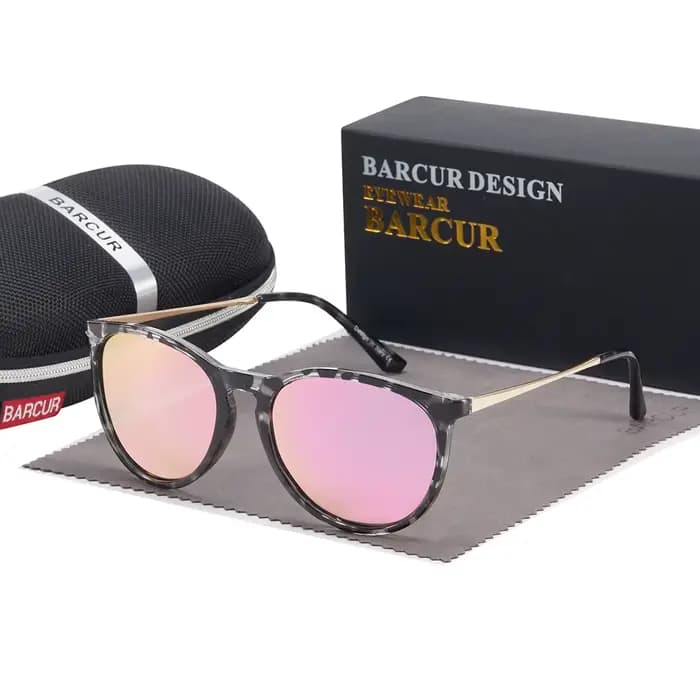 BARCUR Design classique lunettes de soleil pour hommes mode lentille polarisée en plastique titane cadre rétro femmes