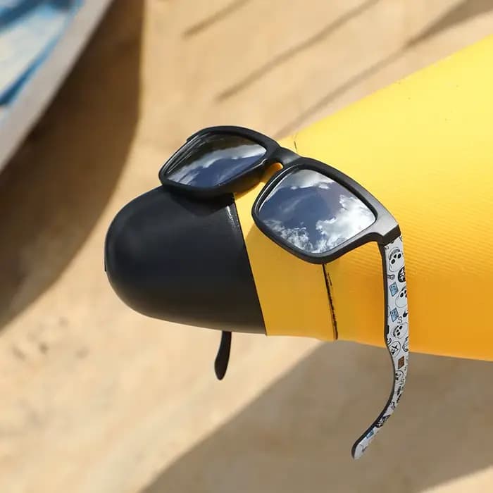 Lunettes de soleil de sport carrées 4 pièces avec motif de temple de créateur - UV400 pour hommes et femmes
