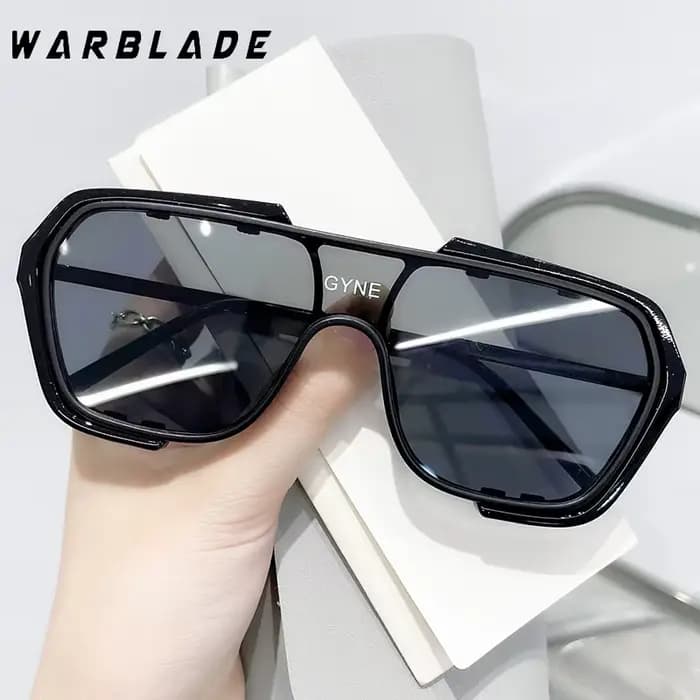Lunettes de soleil carrées surdimensionnées en métal pour homme et femme