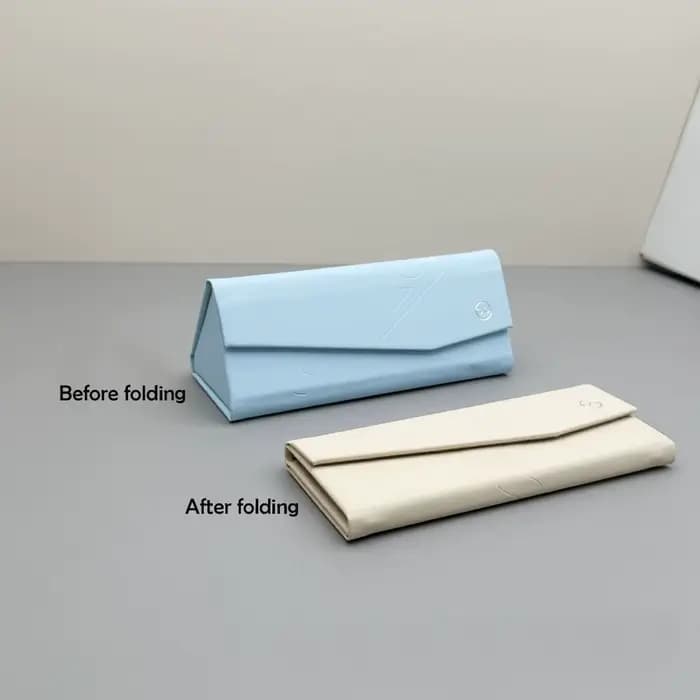 Étui à lunettes portable rétro pliable 2026 – Boîte de rangement minimaliste en cuir