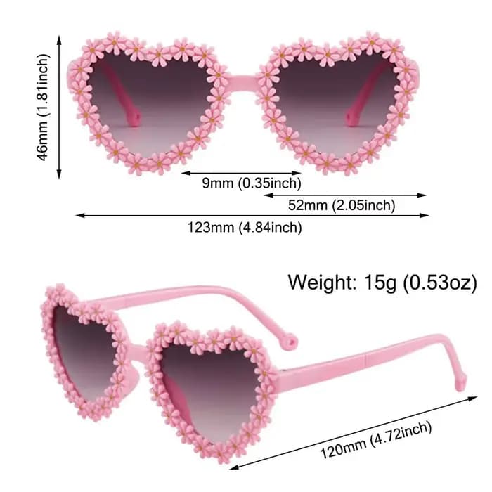 Lunettes de soleil mignonnes en forme de cœur
