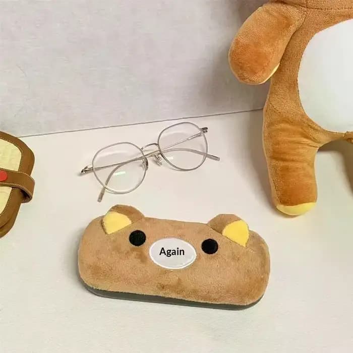 Étui à lunettes en peluche ours