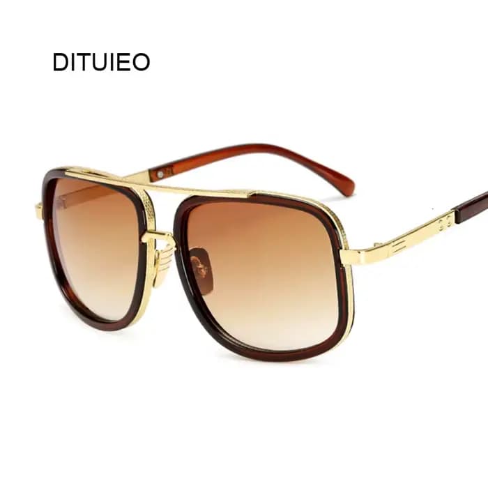 Classique marque concepteur plat haut miroir lunettes de soleil carré or mâle femme Superstar surdimensionné hommes