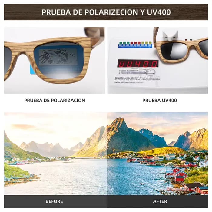 Lunettes de soleil en bois GM Zebra pour hommes et femmes