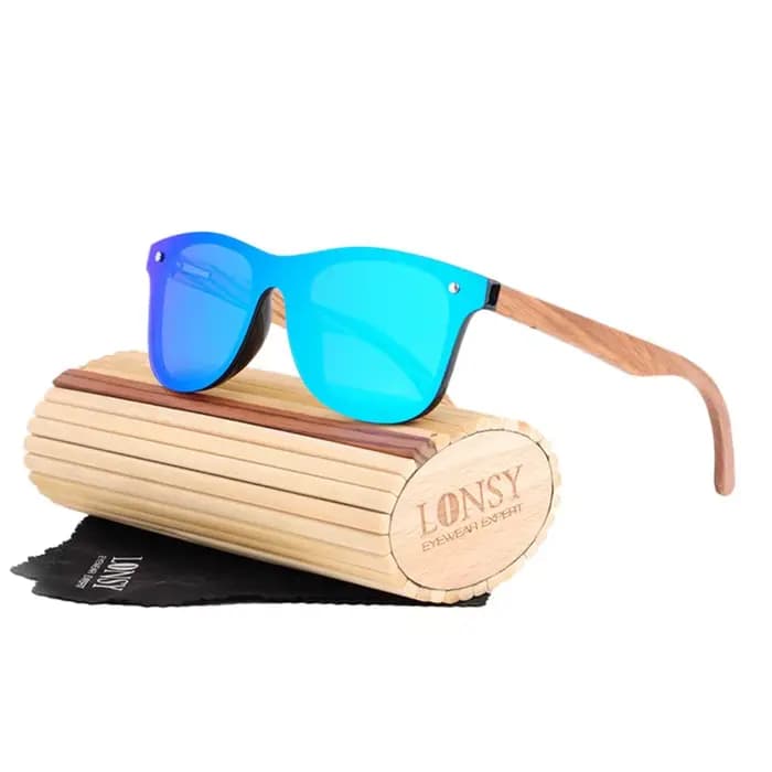 Lunettes de soleil rétro en bois pour hommes et femmes