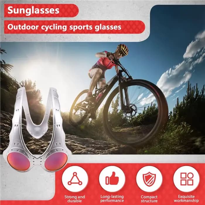 ABHS - Lunettes de soleil surdimensionnées pour le cyclisme en plein air, lunettes de sport, lunettes tendance rétro à monture métallique