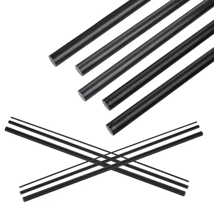 1-10 pièces de tiges en fibre de verre noires 500 mm x 0,8-8 mm - Bâtonnets flexibles et résistants pour le bricolage, la réparation, le modelage et la construction