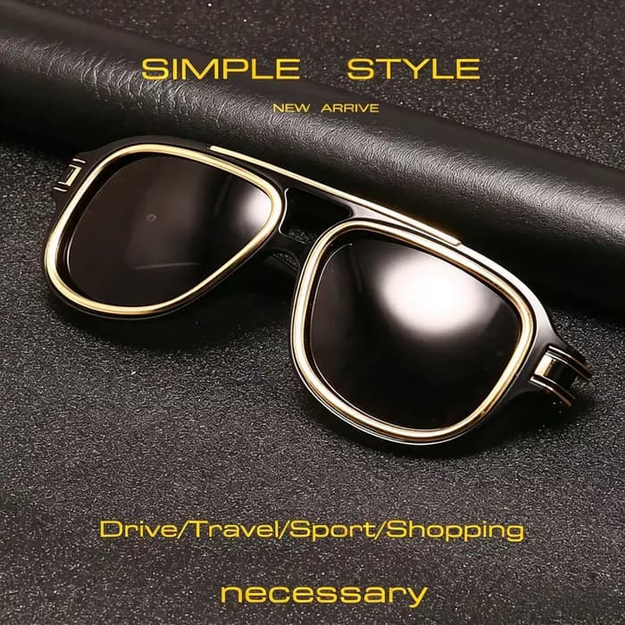 Nouvelles lunettes de soleil de luxe pour hommes avec des verres carrés surdimensionnés rétro