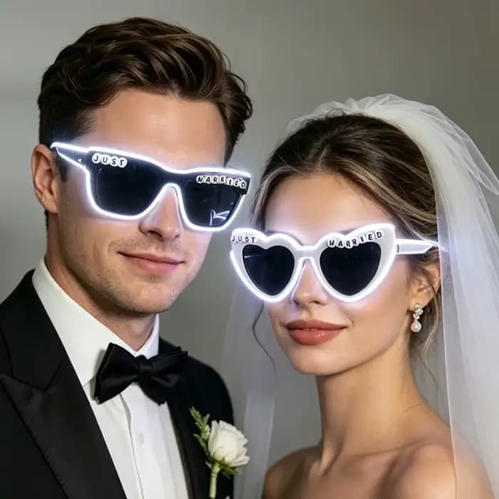 LED sans fil juste marié lunettes mariage nuptiale douche faveurs mariée