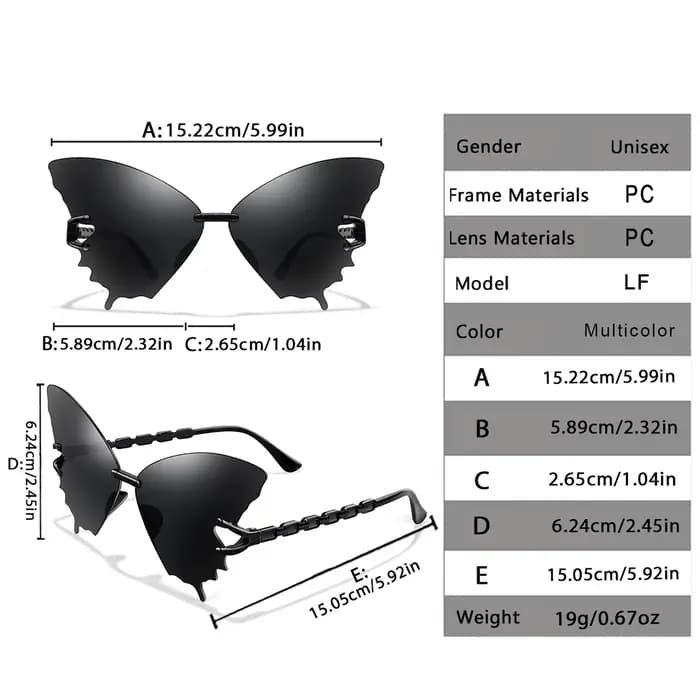 Lunettes de soleil papillon tendance pour femmes et hommes – Monture irrégulière mignonne et décontractée pour le