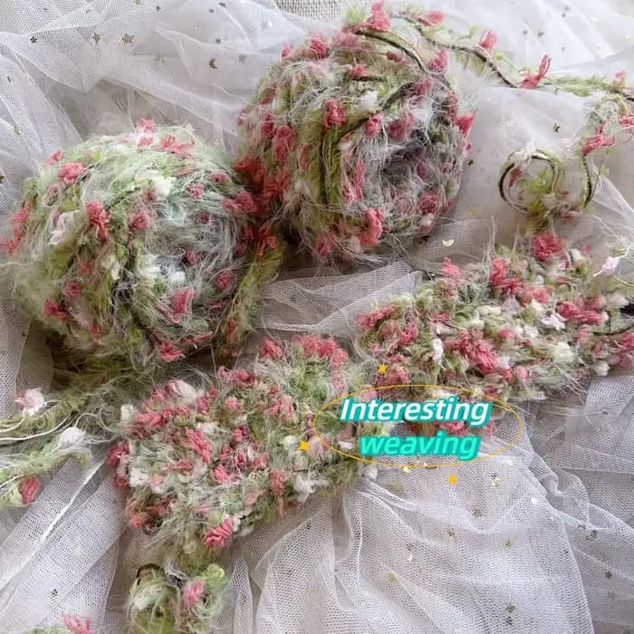 Fil à tricoter et à tisser vert style pastoral 100g, mélange artisanal fait main, pelote de laine DIY