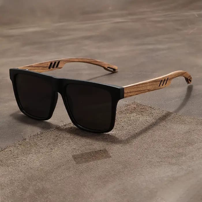 Lunettes de soleil rétro en noyer