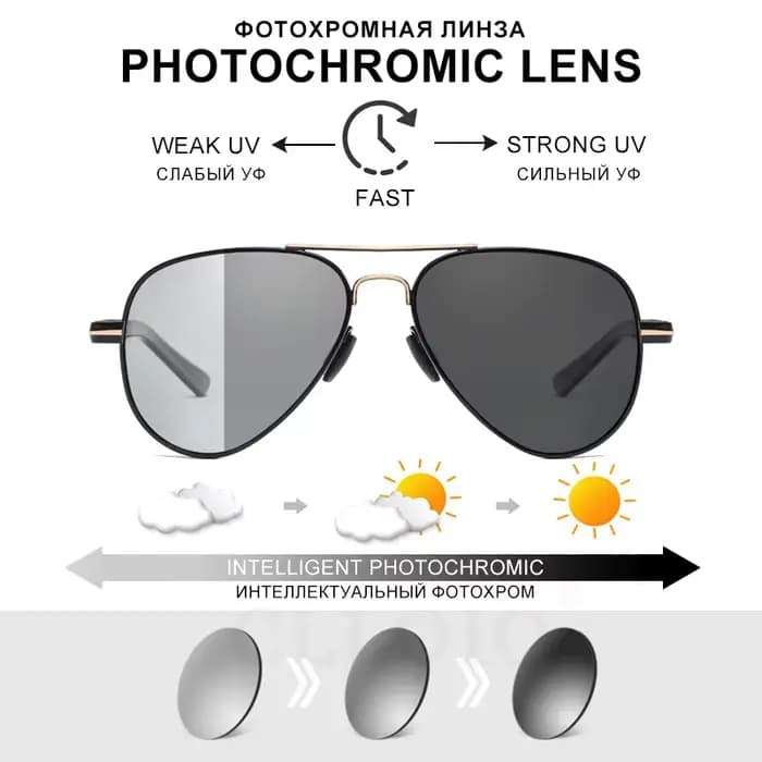 CLLOIO 2023 nouveau pilote lunettes de soleil photochromiques hommes femmes classique